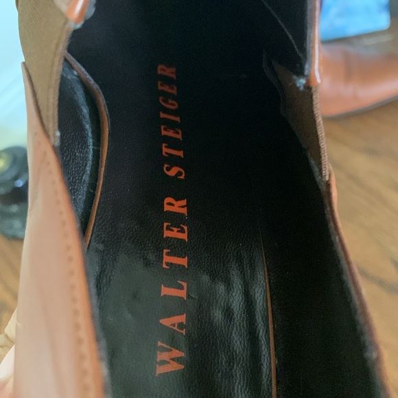 Walter Steiger Vintage Handmade Cognac Leather Slip-On Sz 37.5 Italy Western - Picture 11 of 12